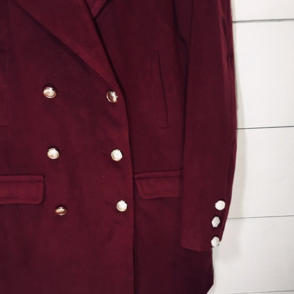 JUSTFAB Maroon Oxblood Naval Peacoat Pea Coat NWT - Picture 4 of 8